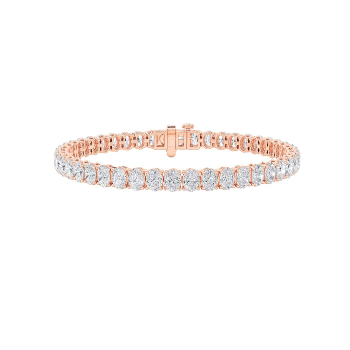 10CTW Oval Shaped Lab Grown Diamond (G/VS) East West Line Bracelet in 14K Gold