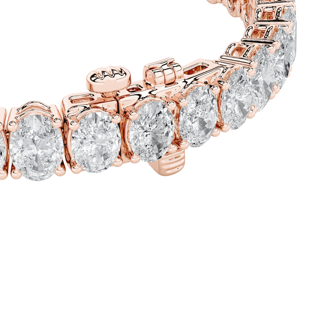 10CTW Oval Shaped Lab Grown Diamond (G/VS) East West Line Bracelet in 14K Gold