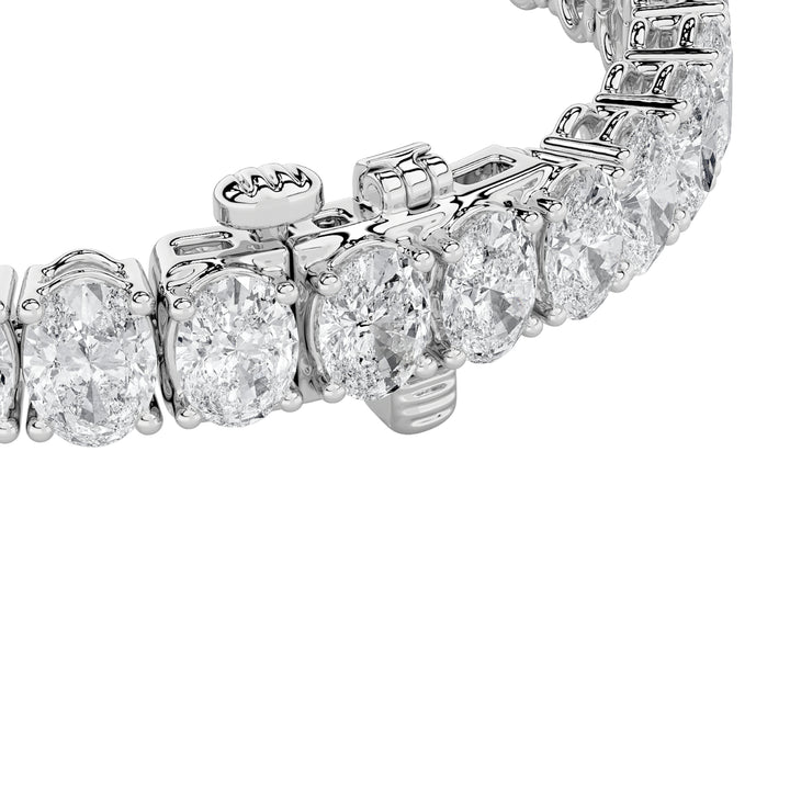 12.5CTW Oval Shaped Lab Grown Diamond (F/VS) East West Line Bracelet in 14K Gold