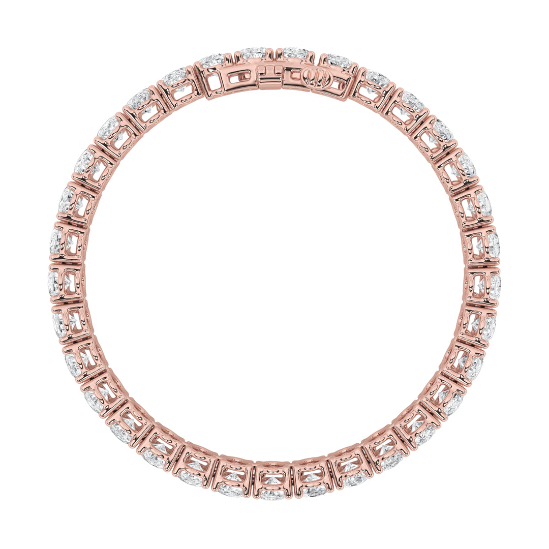 12.5CTW Oval Shaped Lab Grown Diamond (F/VS) East West Line Bracelet in 14K Gold