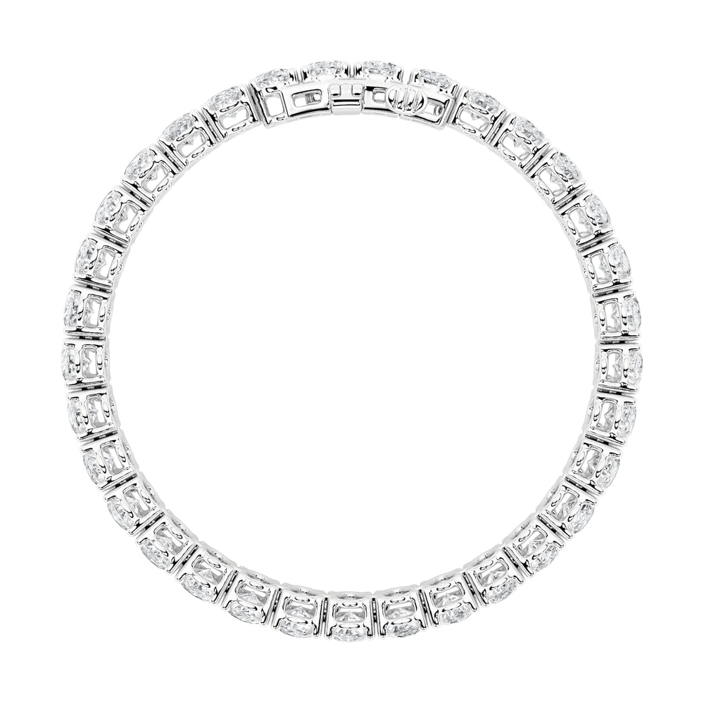 13.5CTW Oval Shaped Lab Grown Diamond (F/VS) East West Line Bracelet in 14K Gold