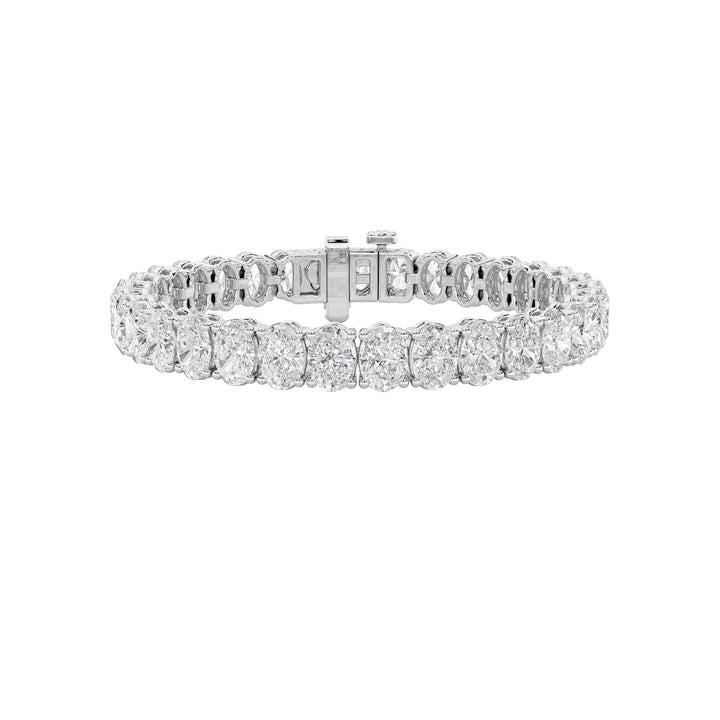 13.5CTW Oval Shaped Lab Grown Diamond (F/VS) East West Line Bracelet in 14K Gold