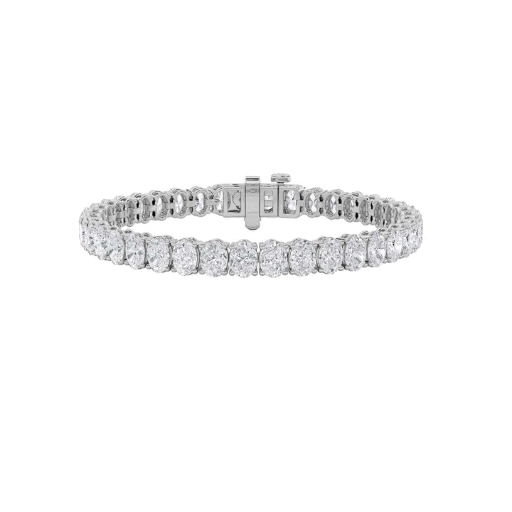 15CTW Oval Shaped Lab Grown Diamond (F/VS) East West Line Bracelet in 14K Gold