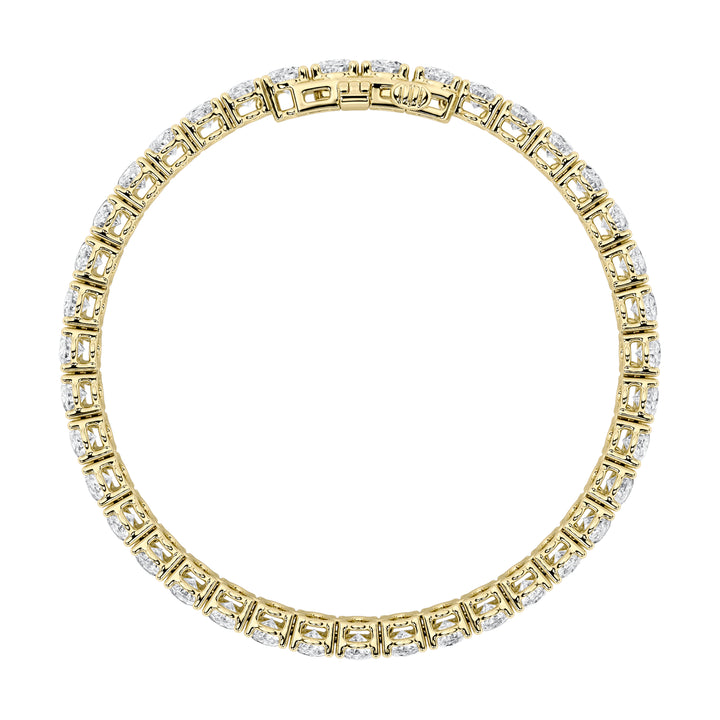 15CTW Oval Shaped Lab Grown Diamond (F/VS) East West Line Bracelet in 14K Gold