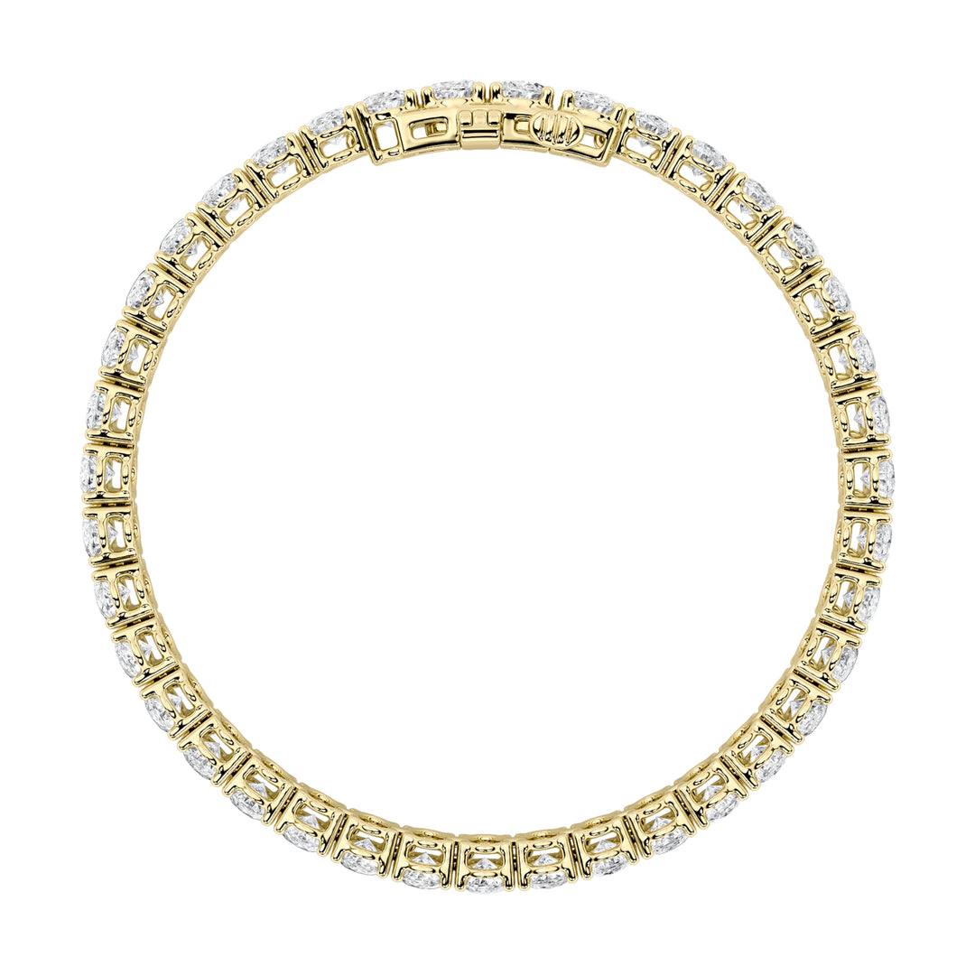 15CTW Oval Shaped Lab Grown Diamond (F/VS) East West Line Bracelet in 14K Gold