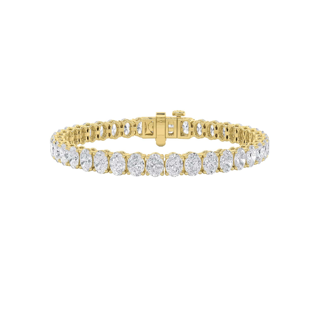 16.5CTW Oval Shaped Lab Grown Diamond (F/VS) East West Line Bracelet in 14K Gold