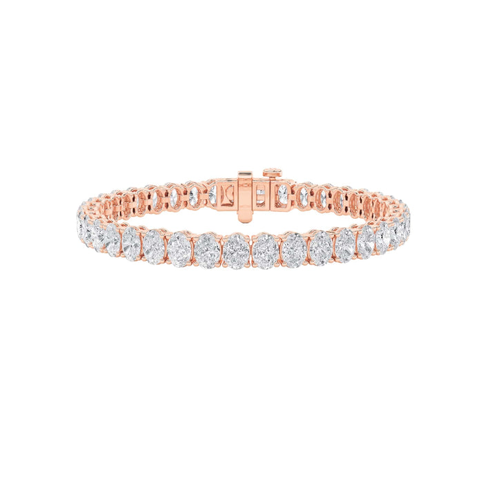 16.5CTW Oval Shaped Lab Grown Diamond (F/VS) Bracelet in 14K Rose Gold