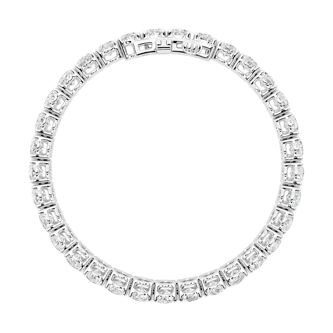 18.5CTW Oval Shaped Lab Grown Diamond (F/VS) East West Line Bracelet in 14K Gold