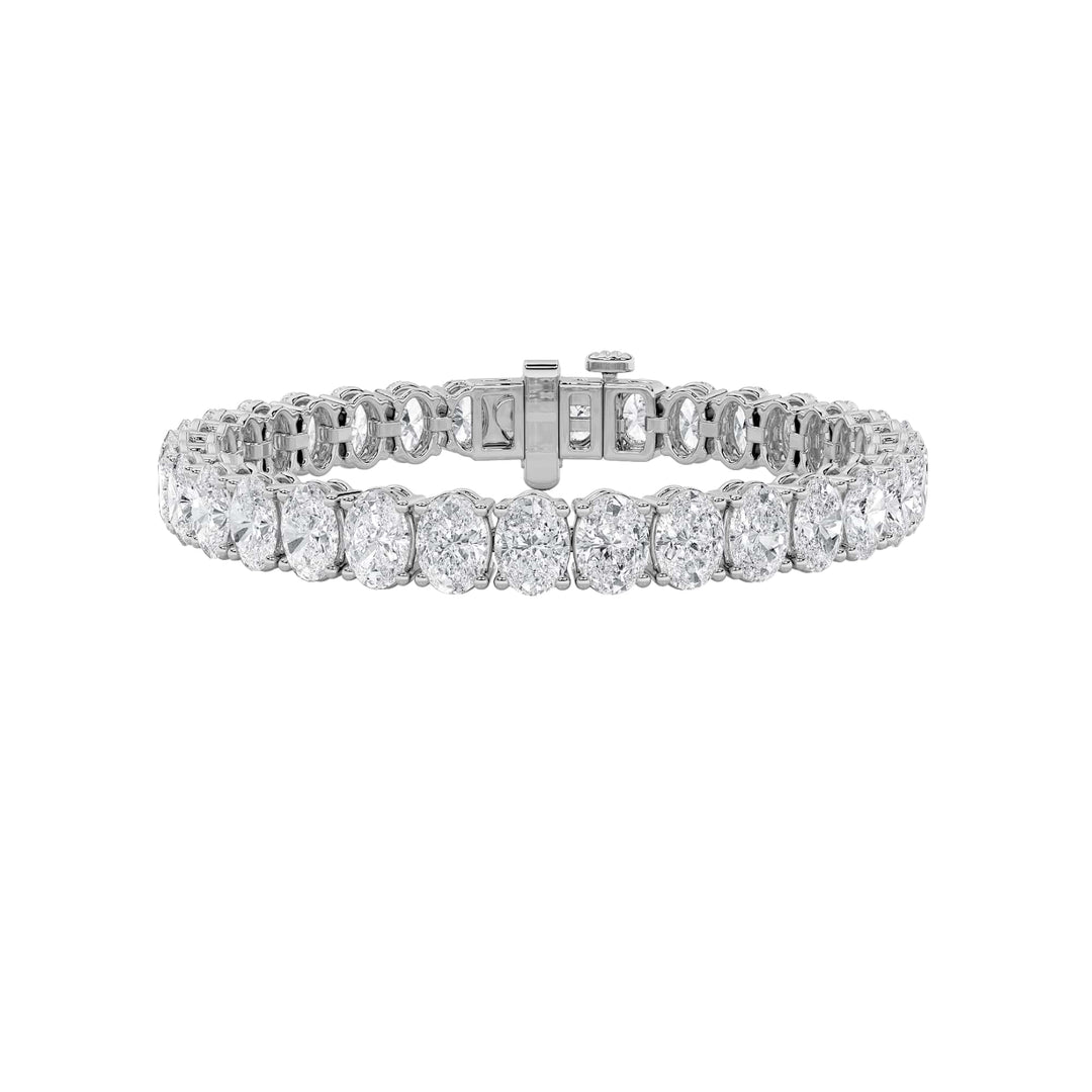 24CTW Oval Shaped Lab Grown Diamond (F/VS) East West Line Bracelet in 14K Gold