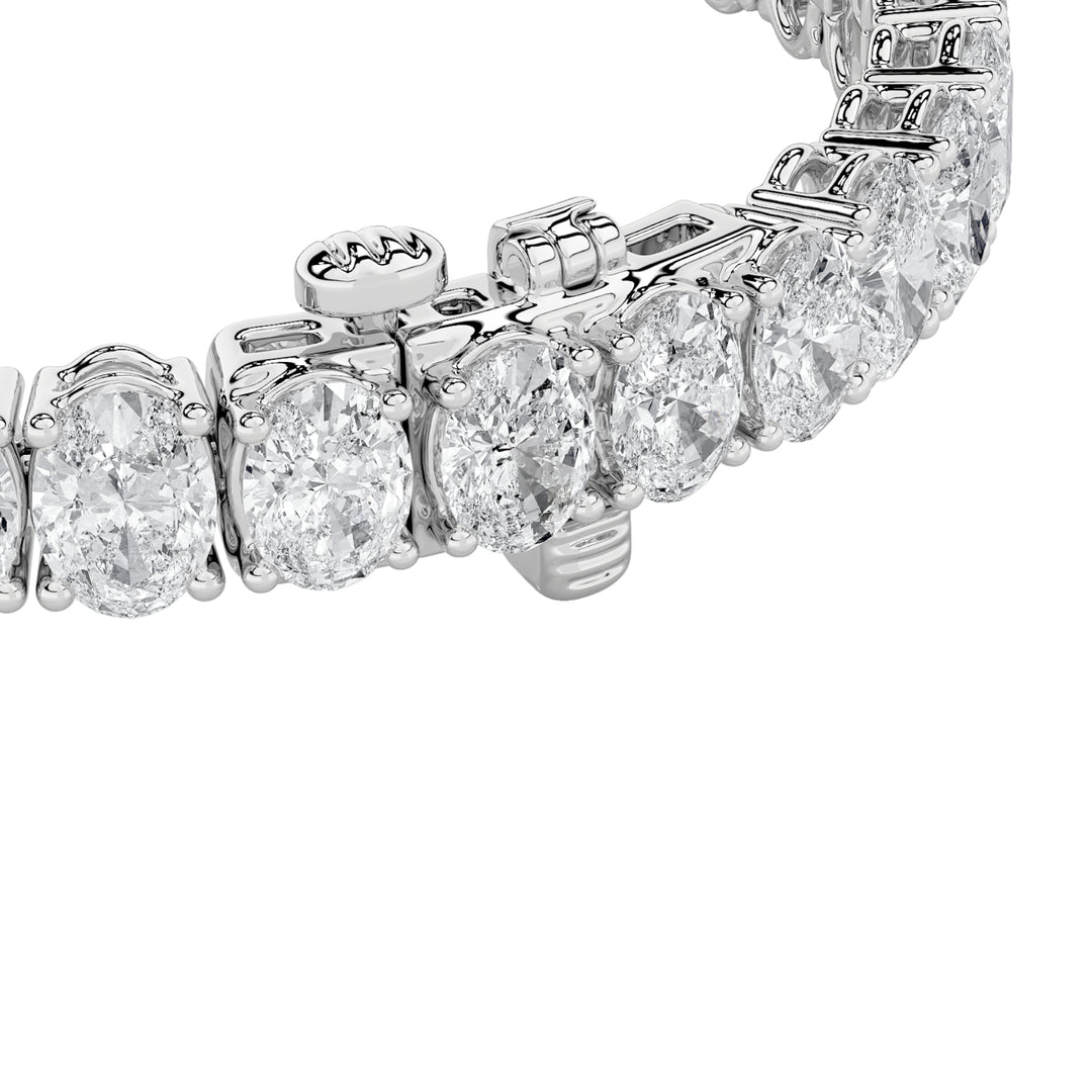 24CTW Oval Shaped Lab Grown Diamond (F/VS) East West Line Bracelet in 14K Gold