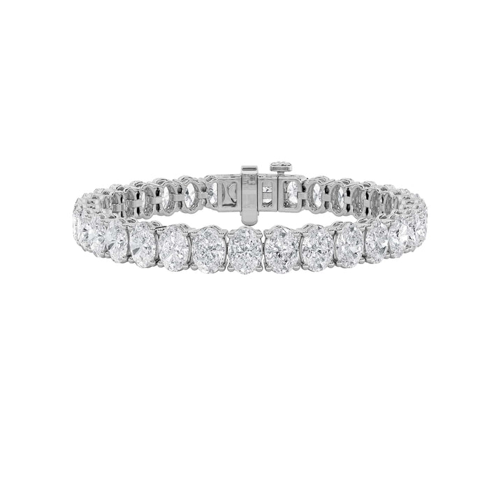 24CTW Oval Shaped Lab Grown Diamond (F/VS) East West Line Bracelet in 14K Gold