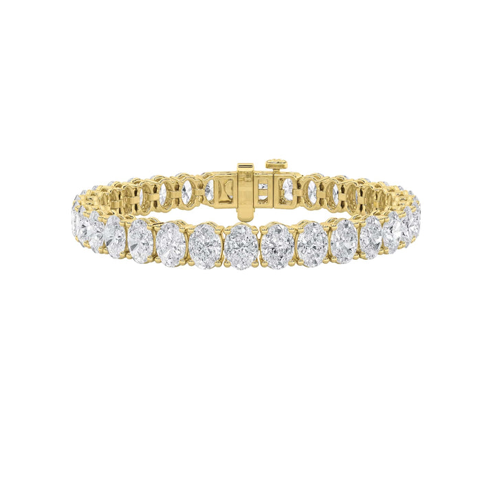 24CTW Oval Shaped Lab Grown Diamond (F/VS) East West Line Bracelet in 14K Gold