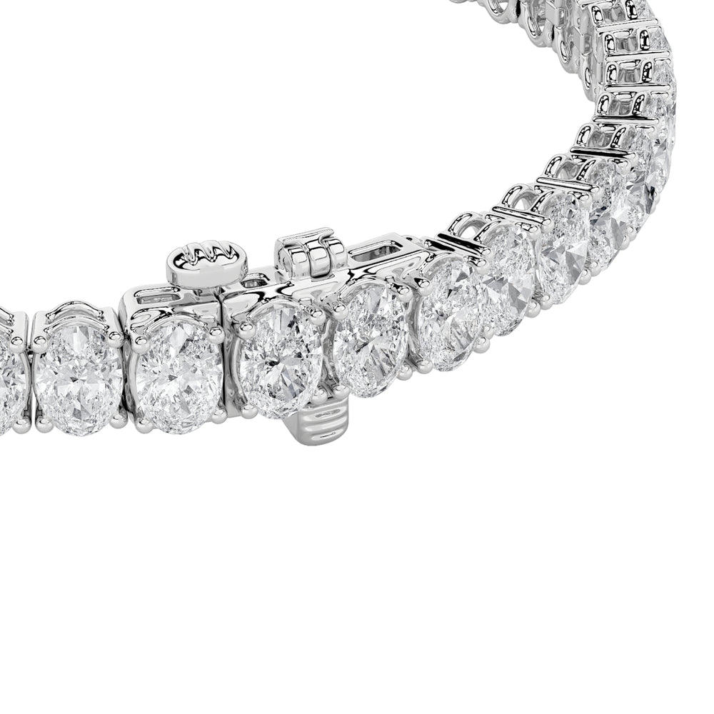 9CTW Oval Shaped Lab Grown Diamond (G/VS) East West Line Bracelet in 14K Gold