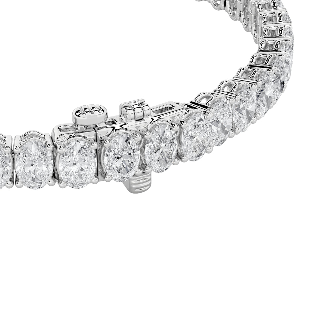 9CTW Oval Shaped Lab Grown Diamond (G/VS) East West Line Bracelet in 14K Gold