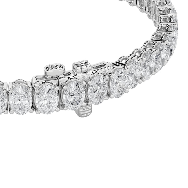 9CTW Oval Shaped Lab Grown Diamond (G/VS) East West Line Bracelet in 14K Gold