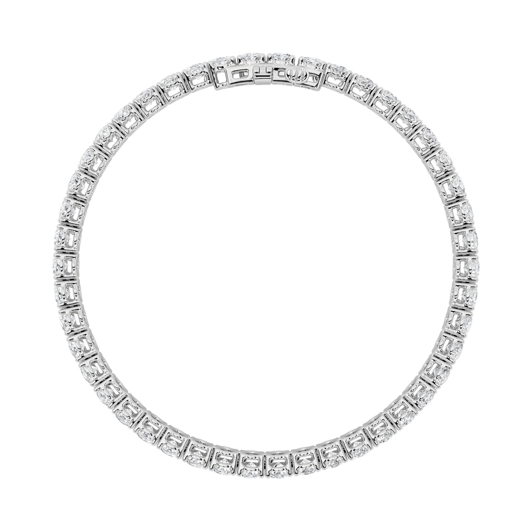 9CTW Oval Shaped Lab Grown Diamond (G/VS) East West Line Bracelet in 14K Gold