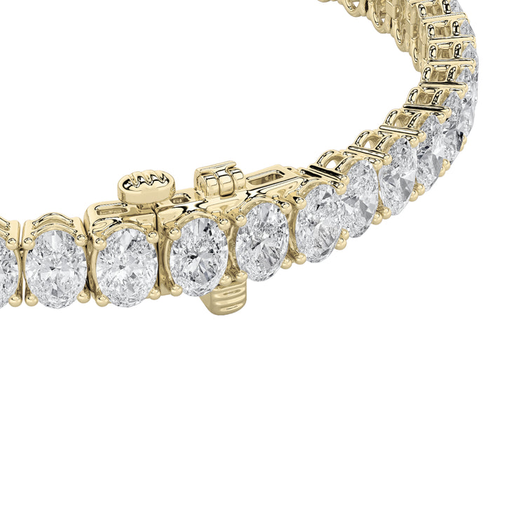 9CTW Oval Shaped Lab Grown Diamond (G/VS) East West Line Bracelet in 14K Gold