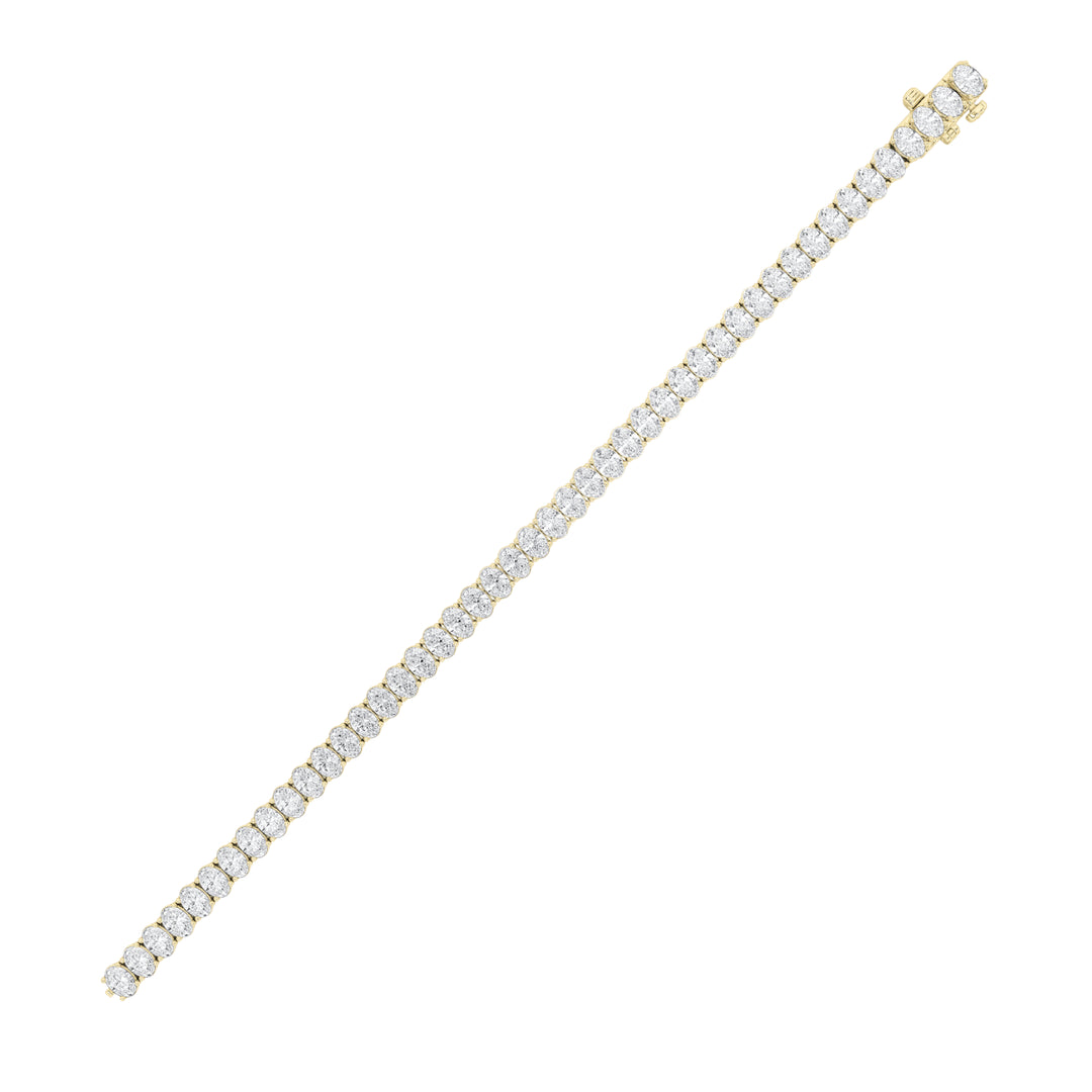 9CTW Oval Shaped Lab Grown Diamond (G/VS) East West Line Bracelet in 14K Gold