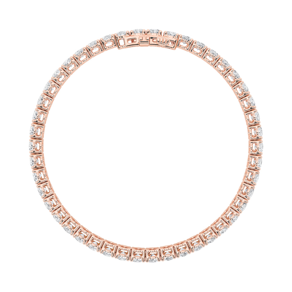 9CTW Oval Shaped Lab Grown Diamond (G/VS) East West Line Bracelet in 14K Gold