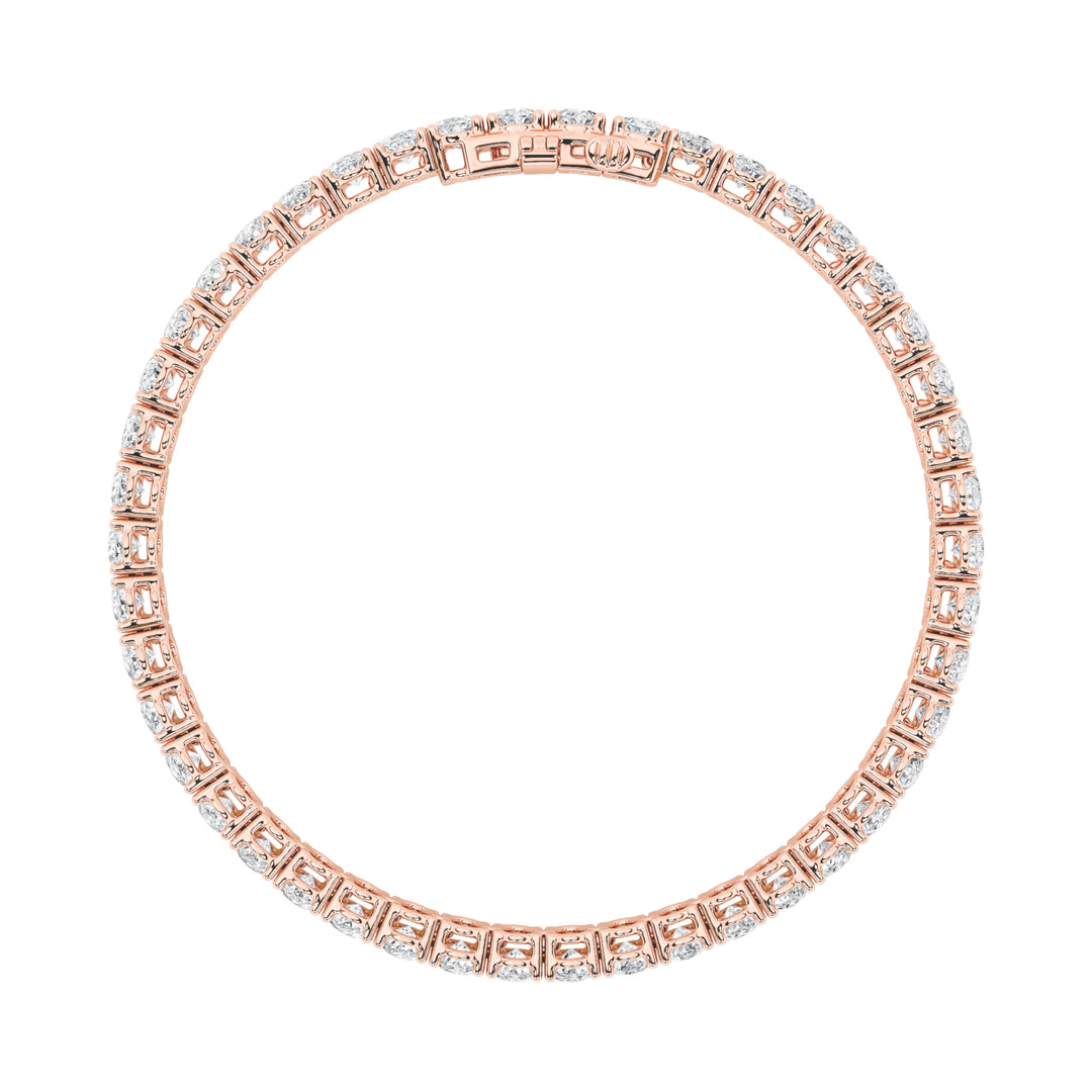 9CTW Oval Shaped Lab Grown Diamond (G/VS) East West Line Bracelet in 14K Gold