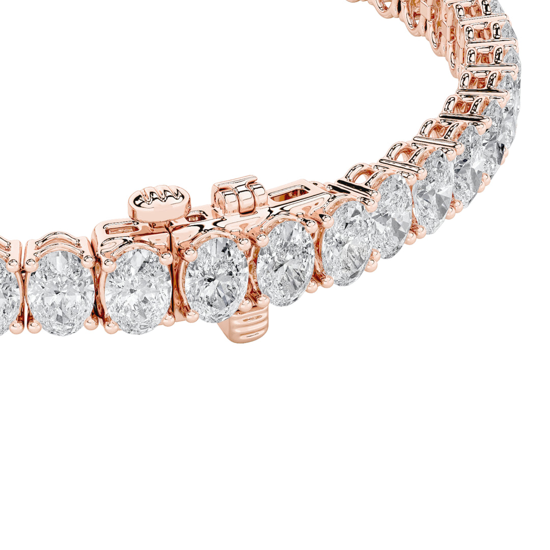 9CTW Oval Shaped Lab Grown Diamond (G/VS) East West Line Bracelet in 14K Gold
