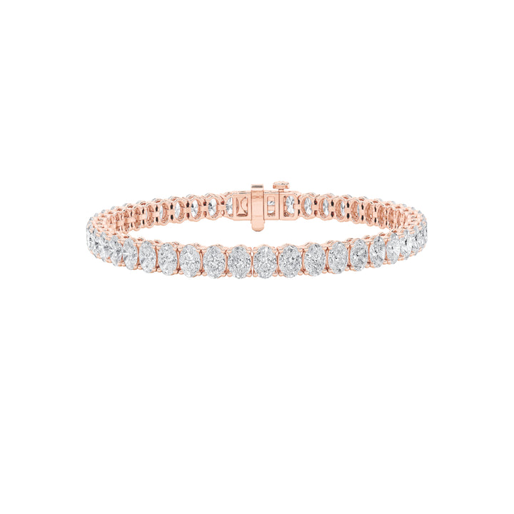 9CTW Oval Shaped Lab Grown Diamond (G/VS) East West Line Bracelet in 14K Gold