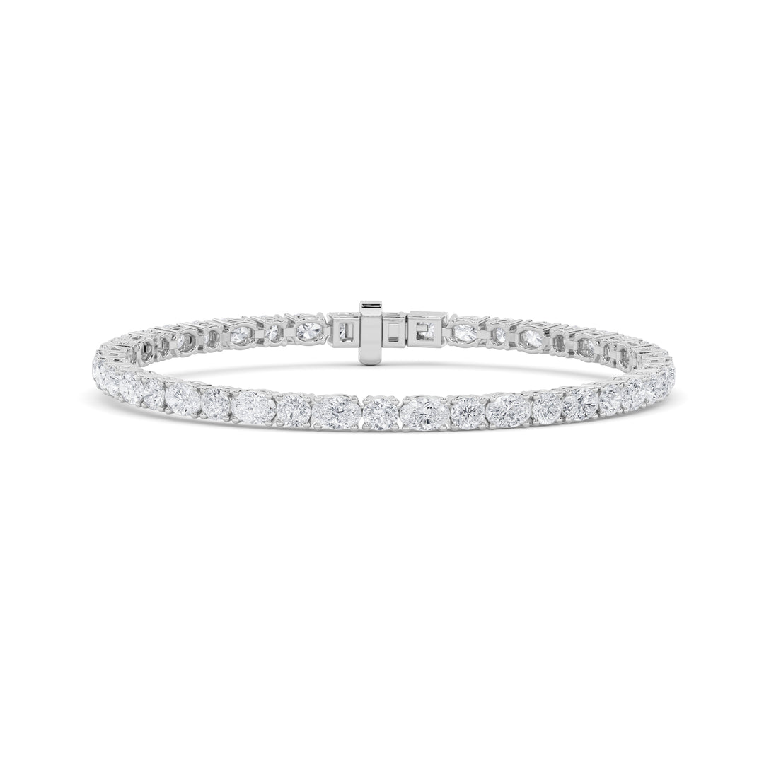 6.75CTW Oval Shaped Lab Grown Diamond (F/VS) Bracelet in 14K Gold