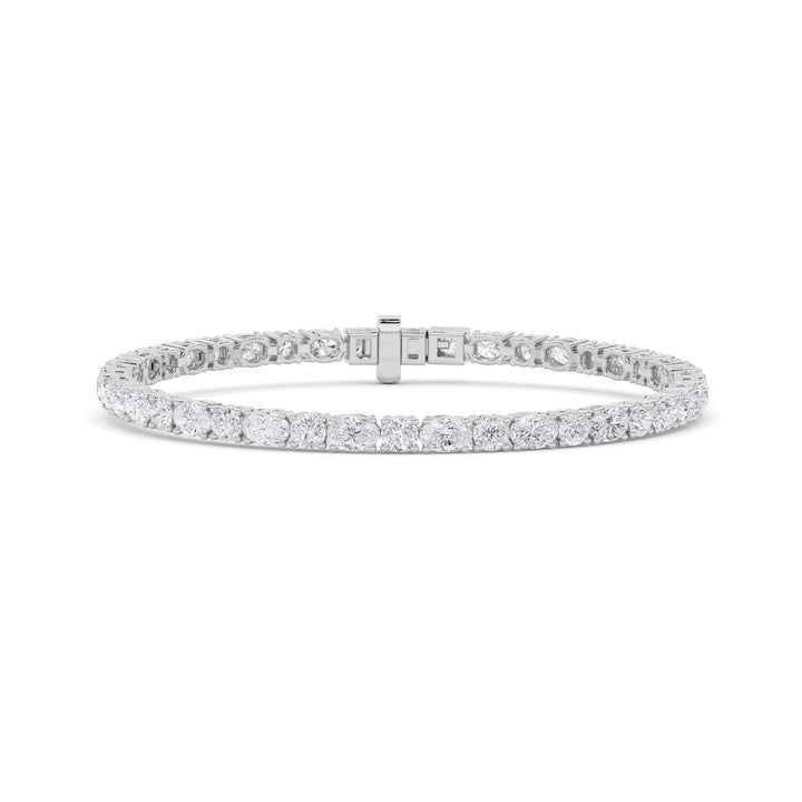 6.75CTW Oval Shaped Lab Grown Diamond (F/VS) Bracelet in 14K Gold