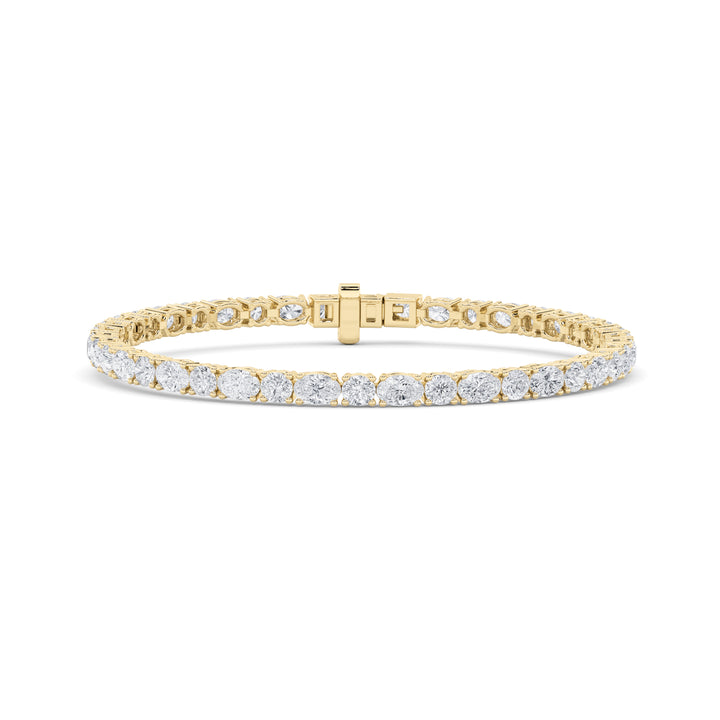 6.75CTW Oval Shaped Lab Grown Diamond (F/VS) Bracelet in 14K Gold