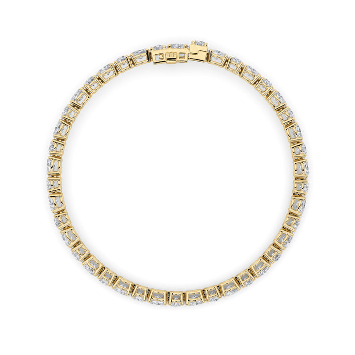 7CTW Oval Shaped Lab Grown Diamond (F/VS) East West Bracelet in 14K Gold