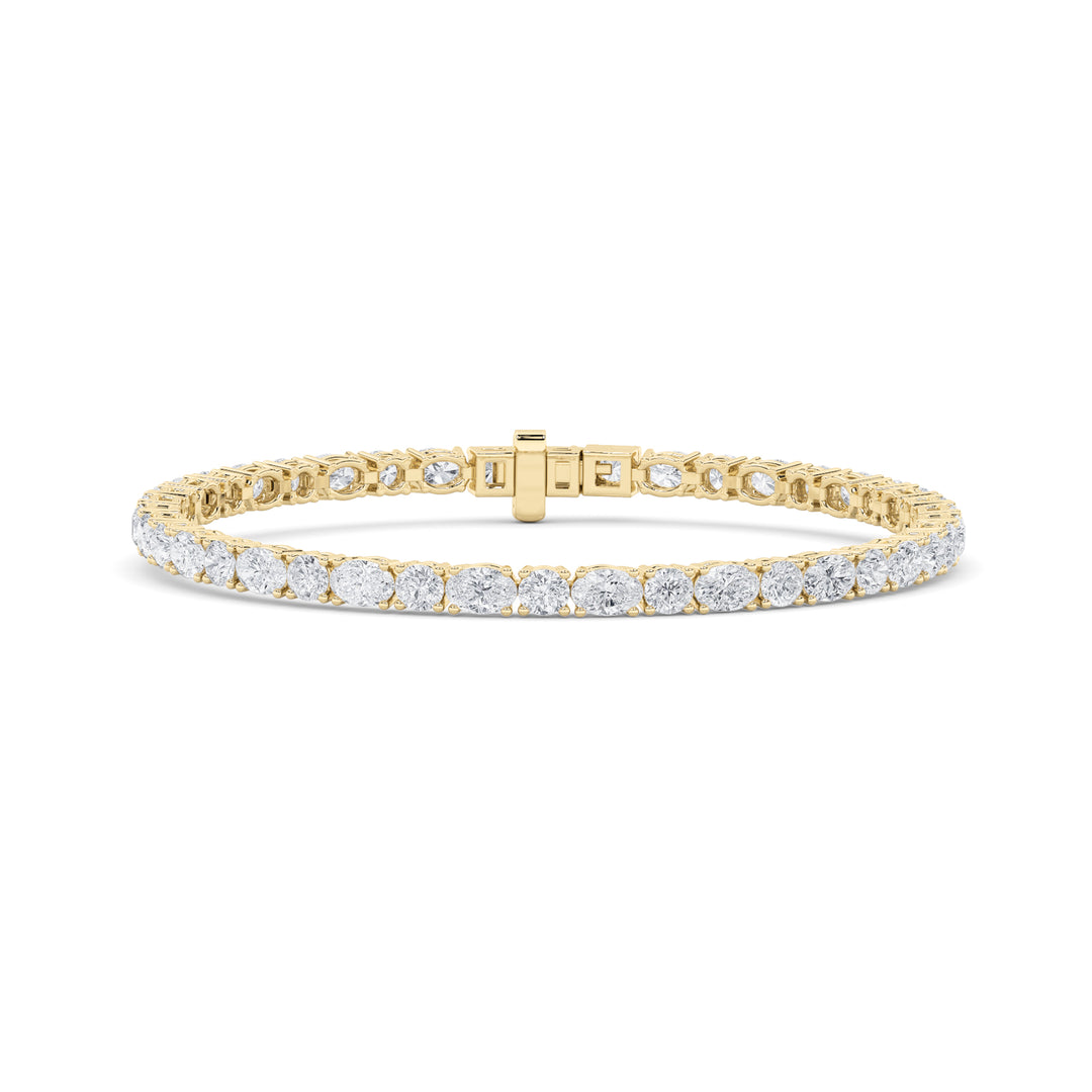 7CTW Oval Shaped Lab Grown Diamond (F/VS) East West Bracelet in 14K Gold