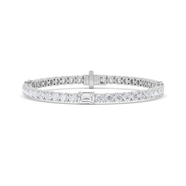 10CTW Emerald Shaped Lab Grown Diamond (F/VS) East West Station Bracelet in 14K Gold
