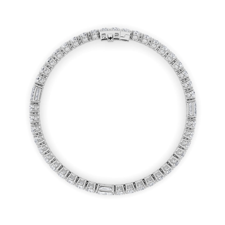 10CTW Emerald Shaped Lab Grown Diamond (F/VS) East West Station Bracelet in 14K Gold