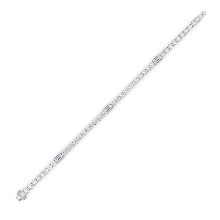 10CTW Emerald Shaped Lab Grown Diamond (F/VS) East West Station Bracelet in 14K Gold