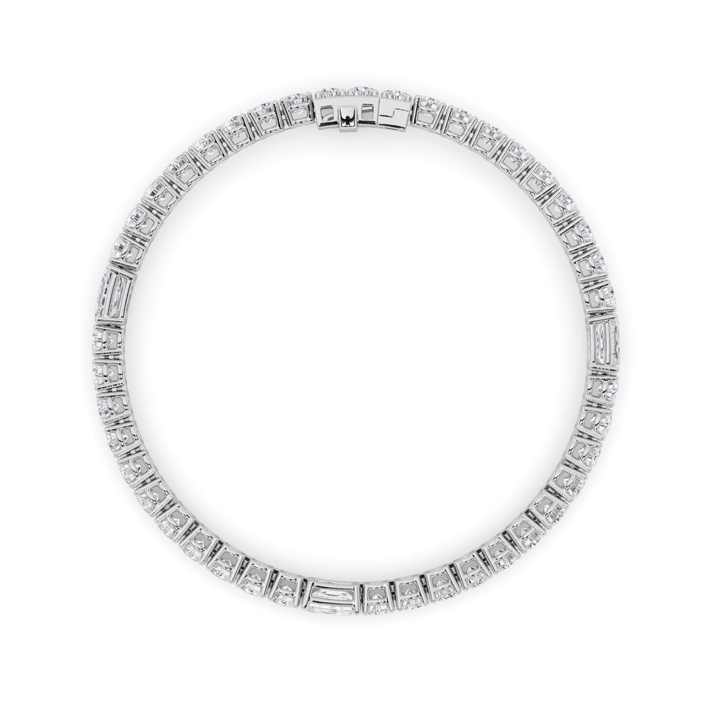 10CTW Emerald Shaped Lab Grown Diamond (F/VS) East West Station Bracelet in 14K Gold
