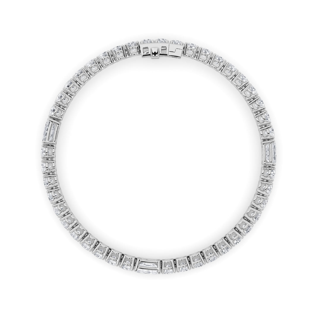 10CTW Emerald Shaped Lab Grown Diamond (F/VS) East West Station Bracelet in 14K Gold