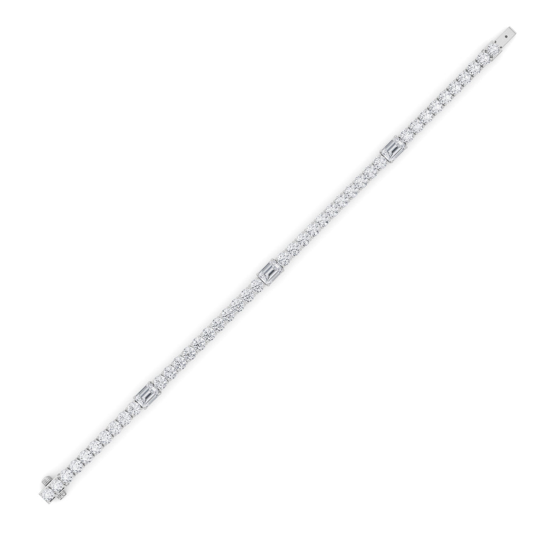 10CTW Emerald Shaped Lab Grown Diamond (F/VS) East West Station Bracelet in 14K Gold