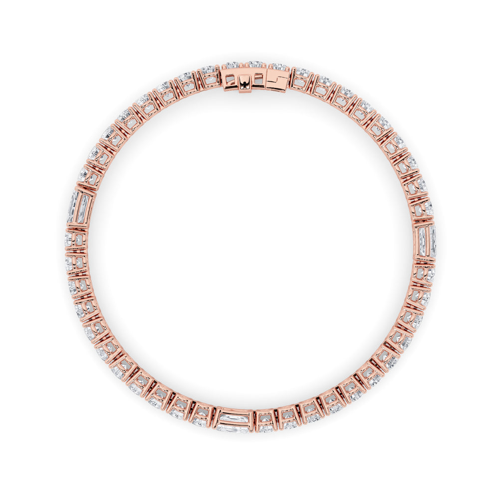 10CTW Emerald Shaped Lab Grown Diamond (F/VS) East West Station Bracelet in 14K Gold