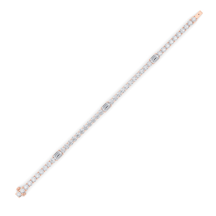 10CTW Emerald Shaped Lab Grown Diamond (F/VS) East West Station Bracelet in 14K Gold