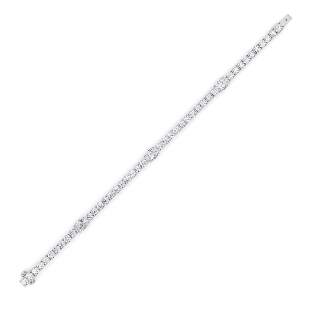 10CTW Oval Shaped Lab Grown Diamond (F/VS) East West Station Bracelet in 14K Gold