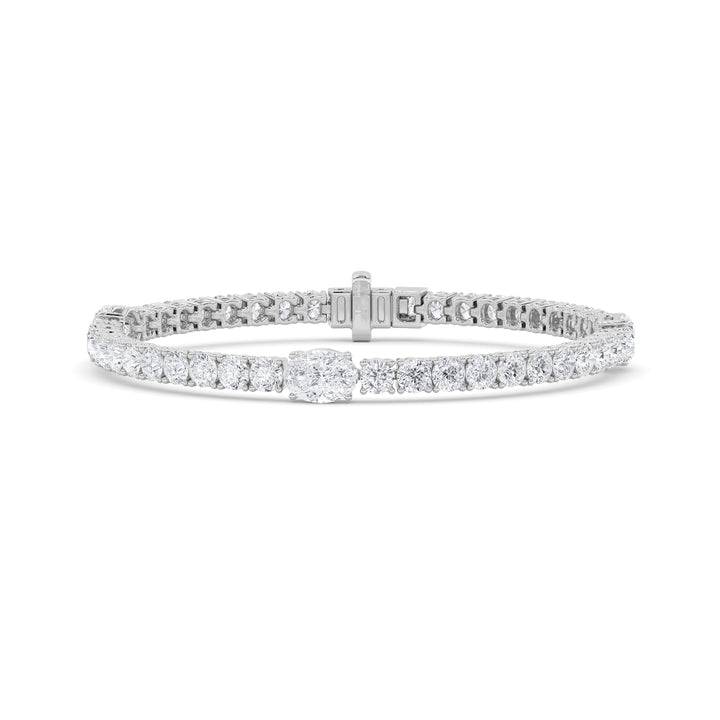 10CTW Oval Shaped Lab Grown Diamond (F/VS) East West Station Bracelet in 14K Gold