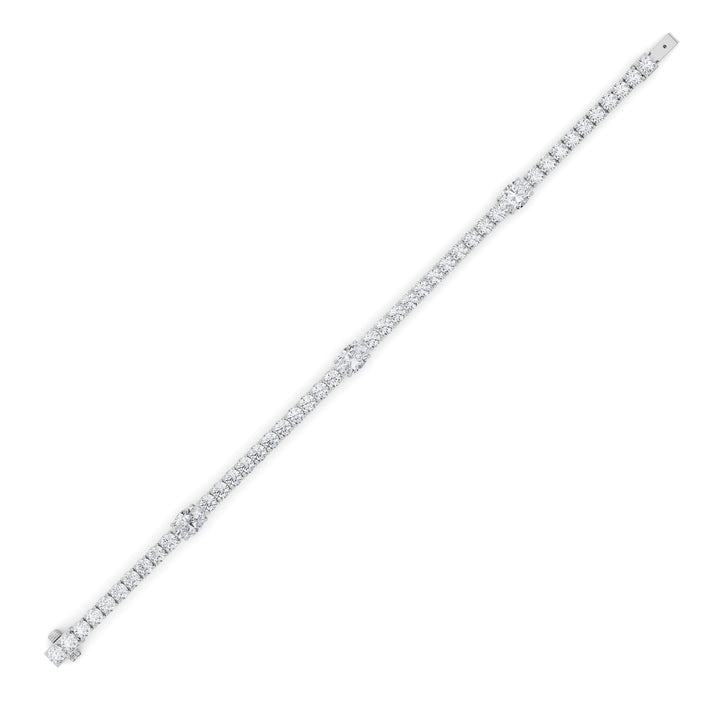 10CTW Oval Shaped Lab Grown Diamond (F/VS) East West Station Bracelet in 14K Gold