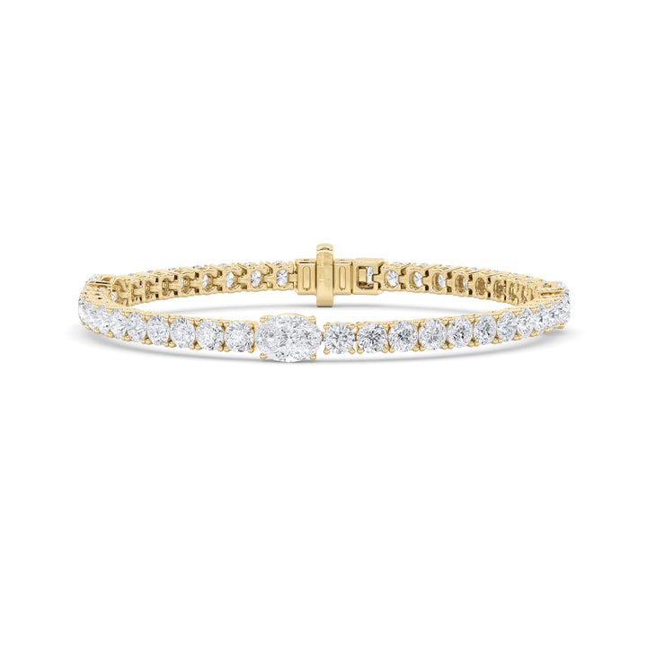 10CTW Oval Shaped Lab Grown Diamond (F/VS) East West Station Bracelet in 14K Gold