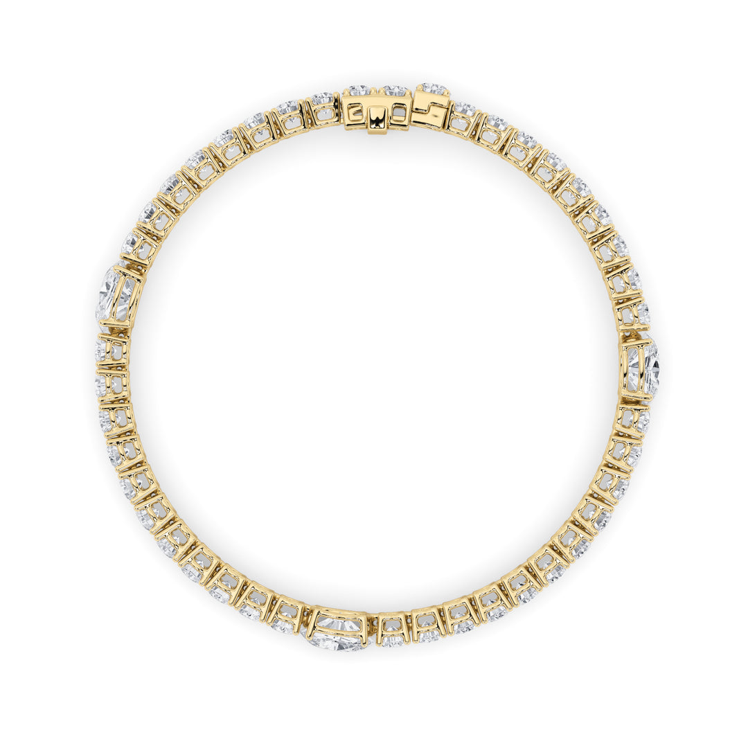 10CTW Oval Shaped Lab Grown Diamond (F/VS) East West Station Bracelet in 14K Gold