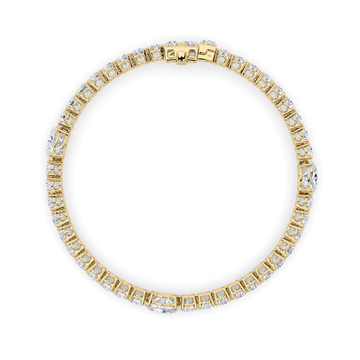 10CTW Oval Shaped Lab Grown Diamond (F/VS) East West Station Bracelet in 14K Gold