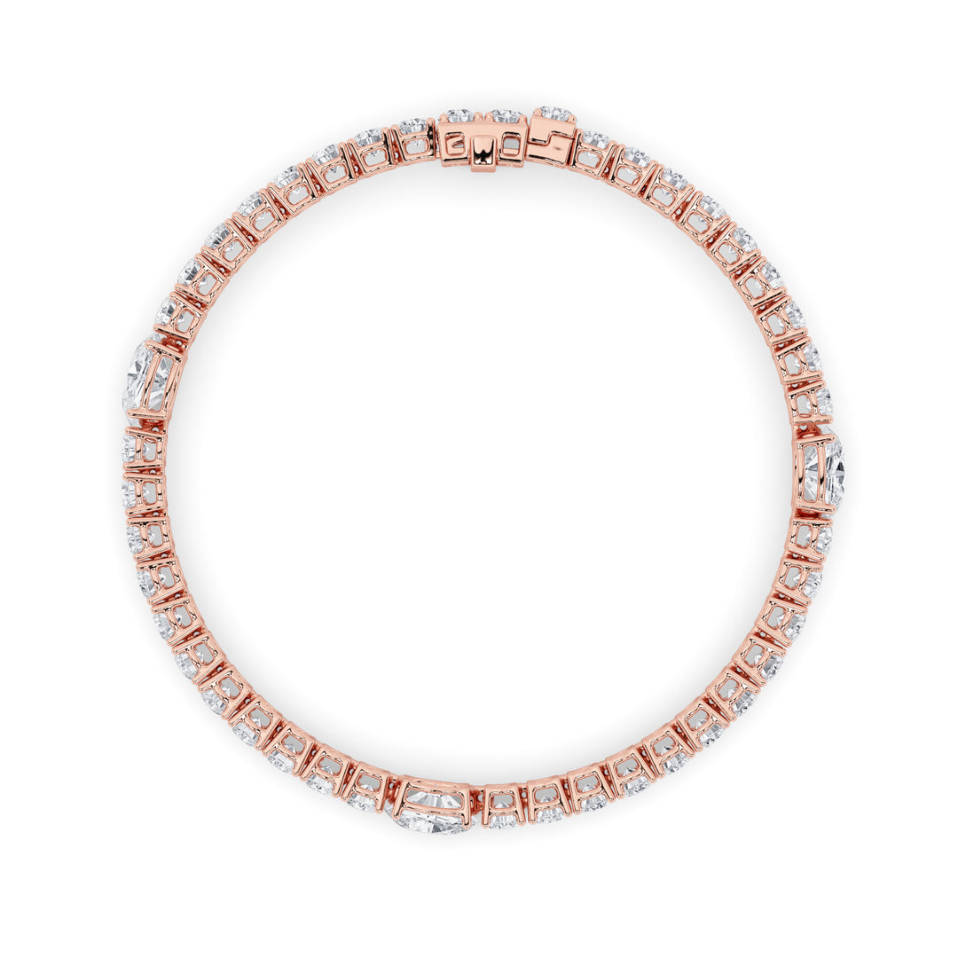 10CTW Oval Shaped Lab Grown Diamond (F/VS) East West Station Bracelet in 14K Gold