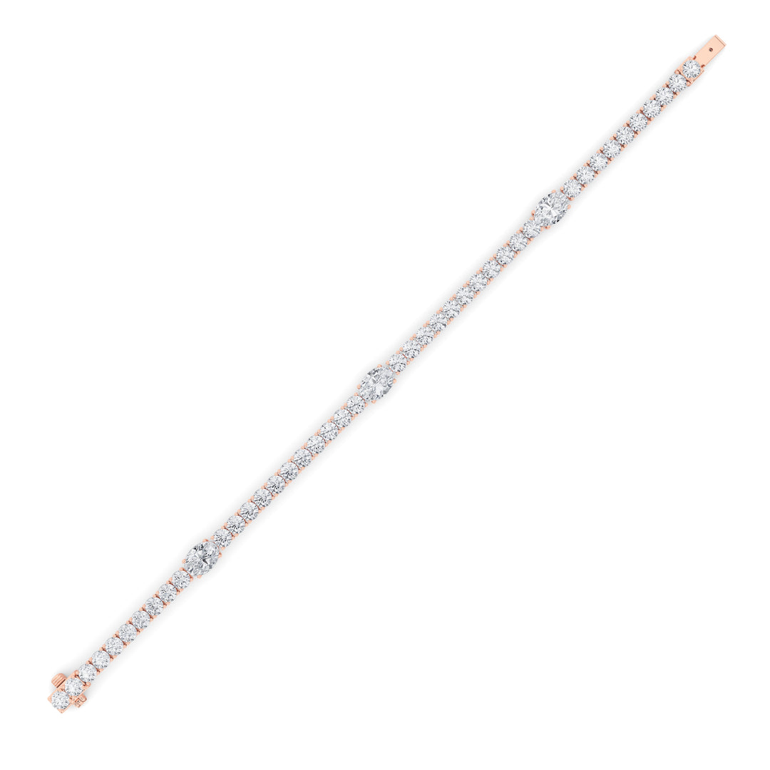10CTW Oval Shaped Lab Grown Diamond (F/VS) East West Station Bracelet in 14K Gold