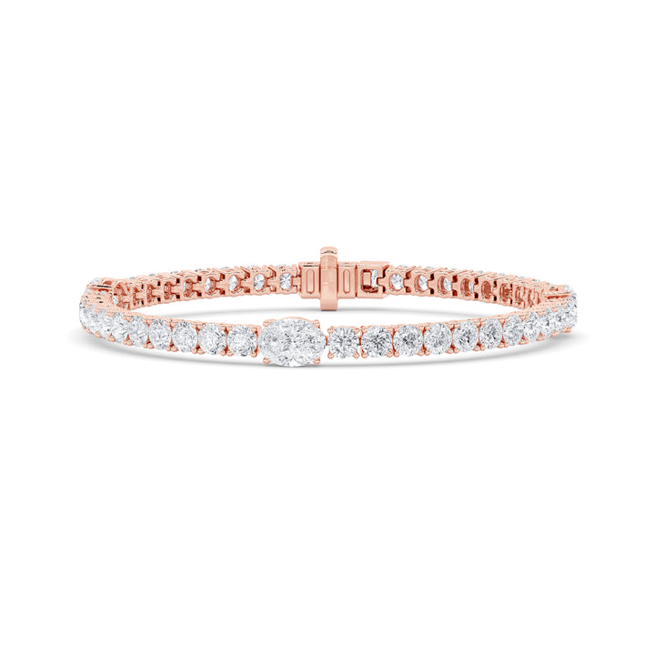 10CTW Oval Shaped Lab Grown Diamond (F/VS) East West Station Bracelet in 14K Gold