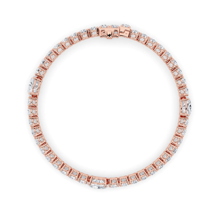 10CTW Oval Shaped Lab Grown Diamond (F/VS) East West Station Bracelet in 14K Gold