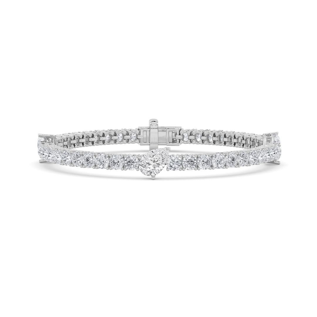 10CTW Pear Shaped Lab Grown Diamond (F/VS) East West Station Bracelet in 14K Gold